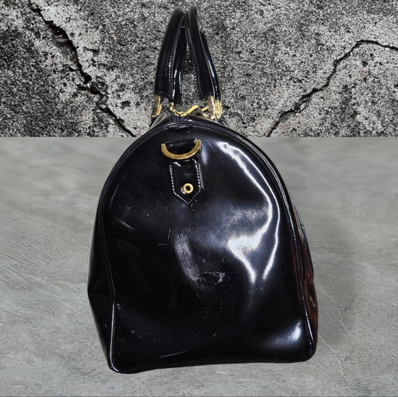 Chanel Timeless Black Patent Boston Travel Duffle Bag Weekender 24kGold Hardware - Picture 4 of 13